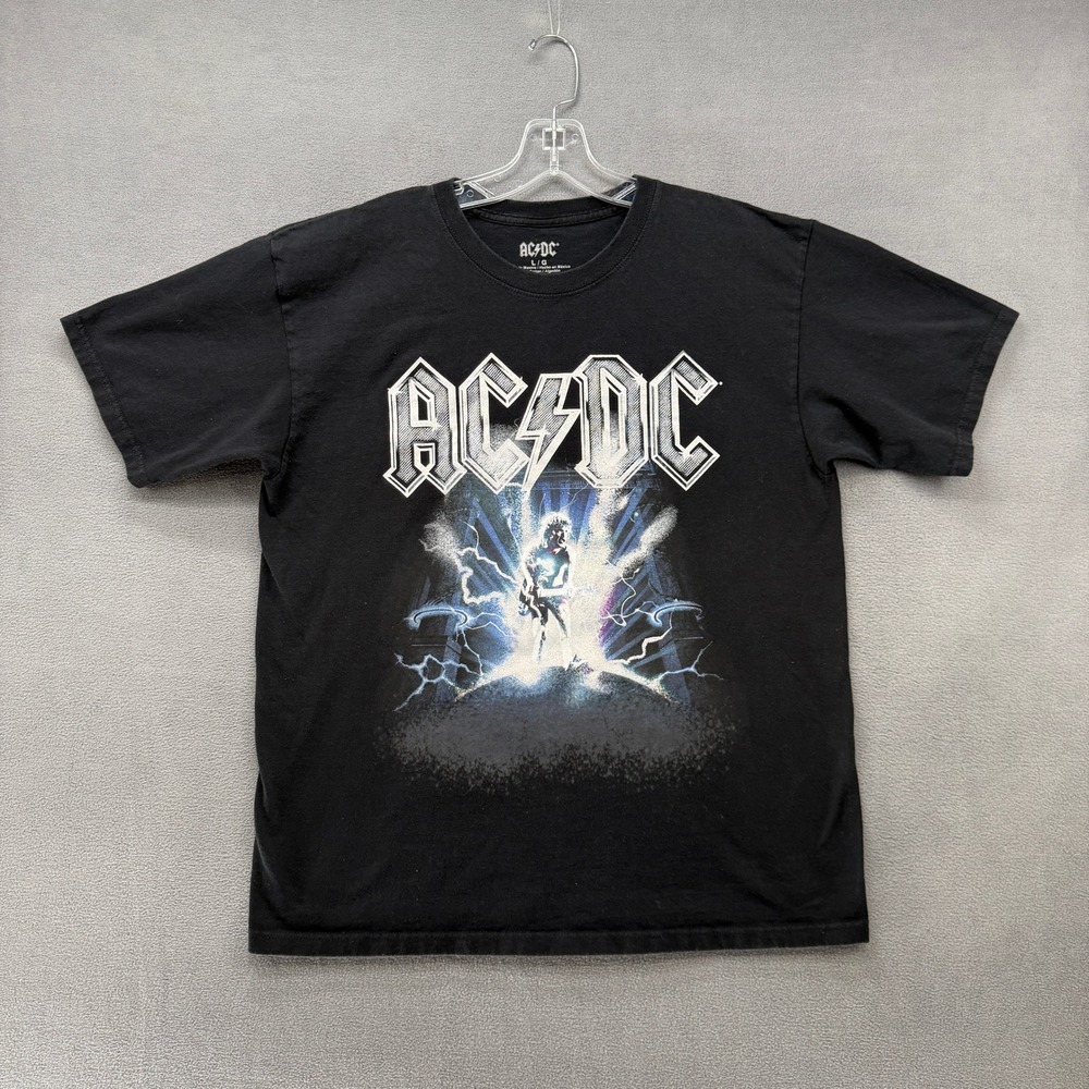 AC/DC T-Shirt Angus Young Electric Lightning Graphic Mens Large Black 2023 Rock